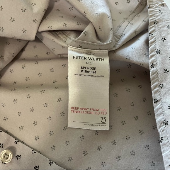 Peter Werth London Short Sleeve Button Down Collared Shirt Gray Size Medium - Picture 9 of 10